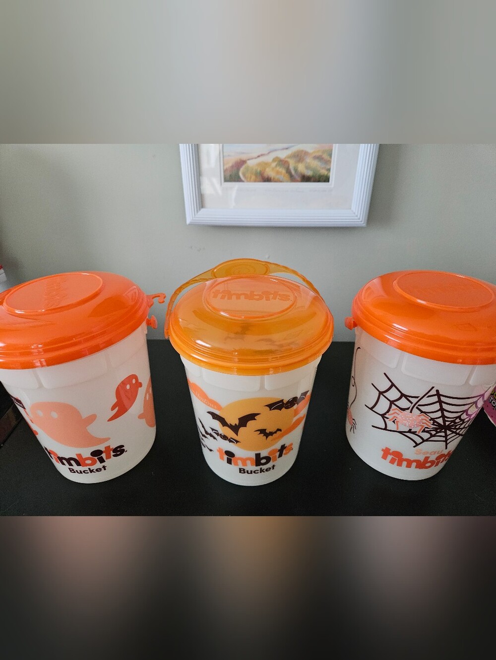 3 Timbits Halloween Buckets with Lids 2023 And 2024